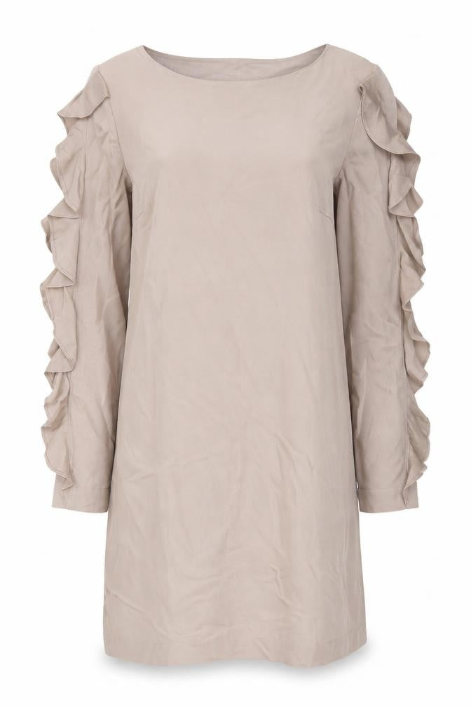 ST Studio Beige Long Sleeve Ruffle Dress Size 8