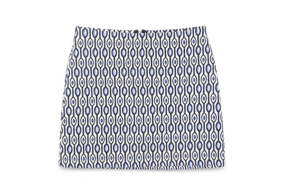 H&M Divided Women's Blue Geometric Pencil Skirt Size 12