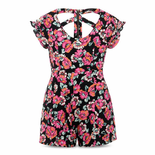 River Island Women's Black Floral Playsuit Size 8