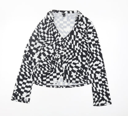 River Island Women's V-Neck Geometric Blouse Size 10