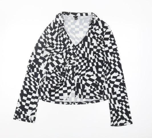 River Island Women's V-Neck Geometric Blouse Size 10