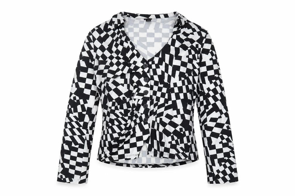 River Island Women's V-Neck Geometric Blouse Size 10