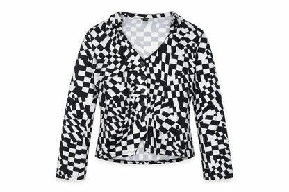 River Island Women's V-Neck Geometric Blouse Size 10