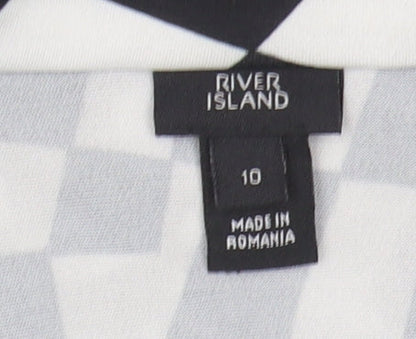River Island Women's V-Neck Geometric Blouse Size 10