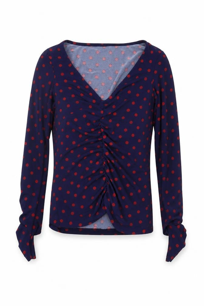 Stradivarius Women's Blue Polka Dot Long Sleeve Top S