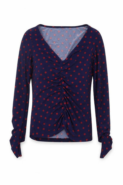 Stradivarius Women's Blue Polka Dot Long Sleeve Top S