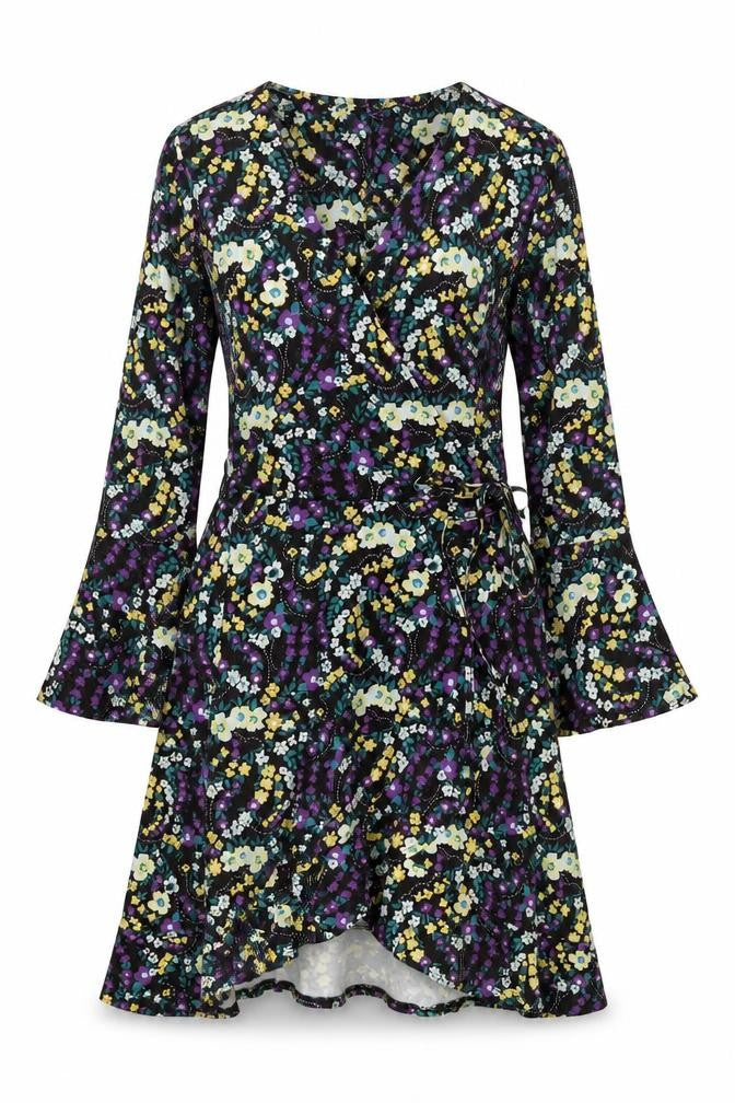 Simply Be Women's Multicoloured Floral Wrap Dress Size 12
