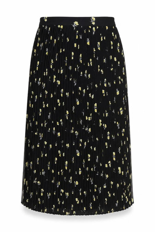 boohooMAN Boohoo Night Women's Black Pleated Floral Midi Skirt Size 12