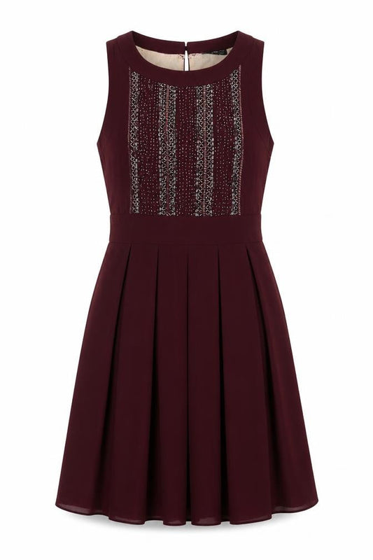 TFNC London Women's Brown Embroidered Dress, S