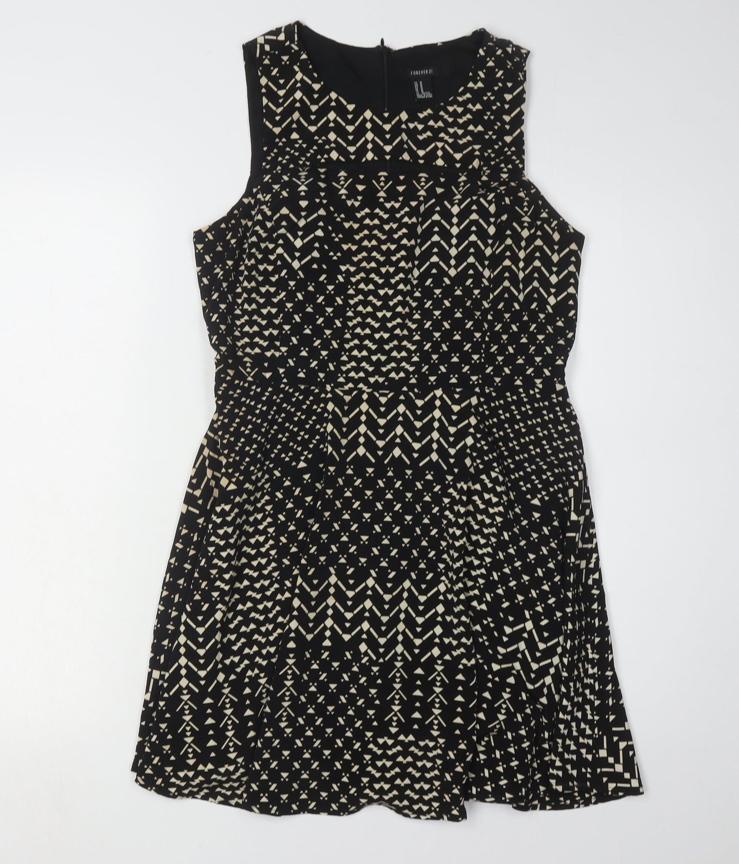 Forever 21 Women's Black Geometric Fit & Flare Dress M