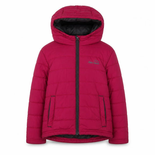 Front view of Peter Storm girls’ red puffer jacket 3-4 years