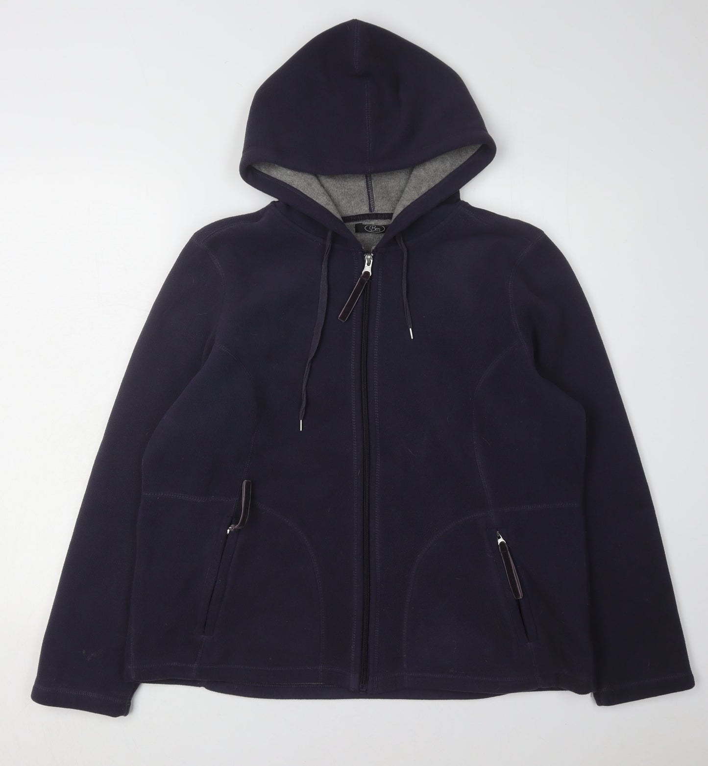 Bm Women's Blue Hooded Fleece Jacket M Regular Fit