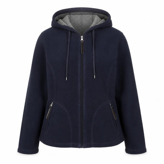 Bonmarché Women's Blue Hooded Fleece Jacket M Regular Fit