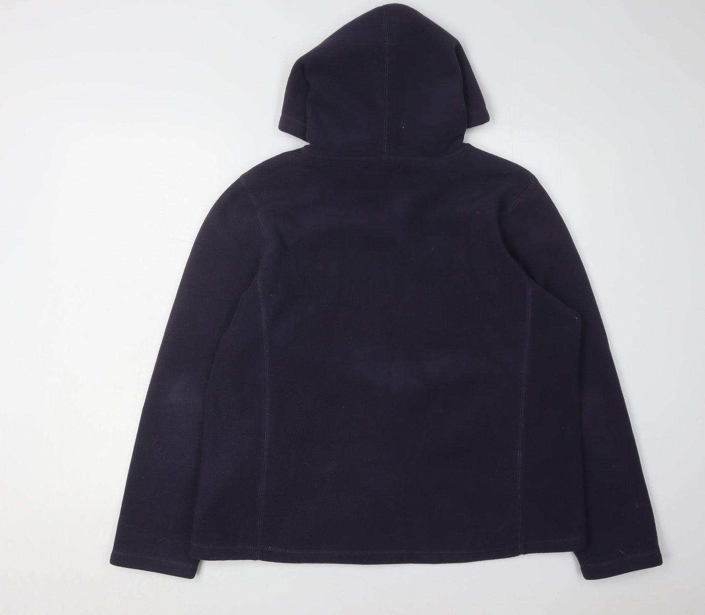Bm Women's Blue Hooded Fleece Jacket M Regular Fit