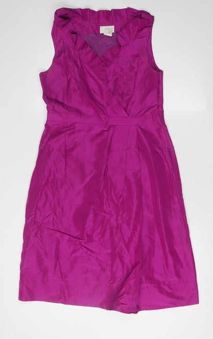 Additional front view of J.Crew Women's Purple Silk Wrap Dress, size 8