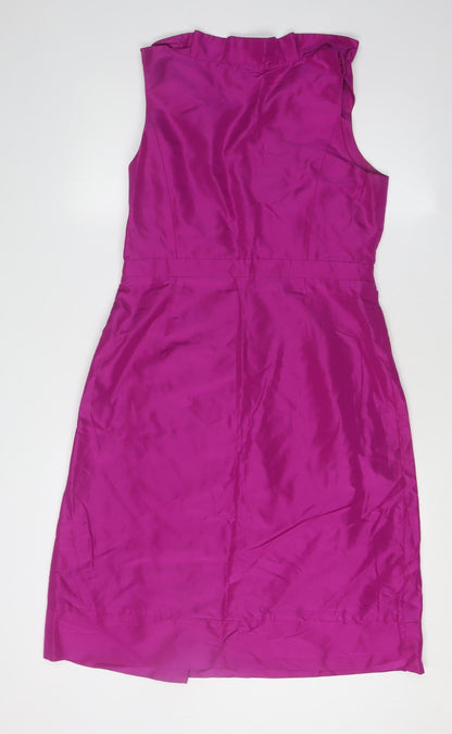 Back view of J.Crew Women's Purple Silk Wrap Dress, size 8