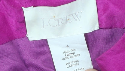 Close-up detail of J.Crew Women's Purple Silk Wrap Dress, size 8