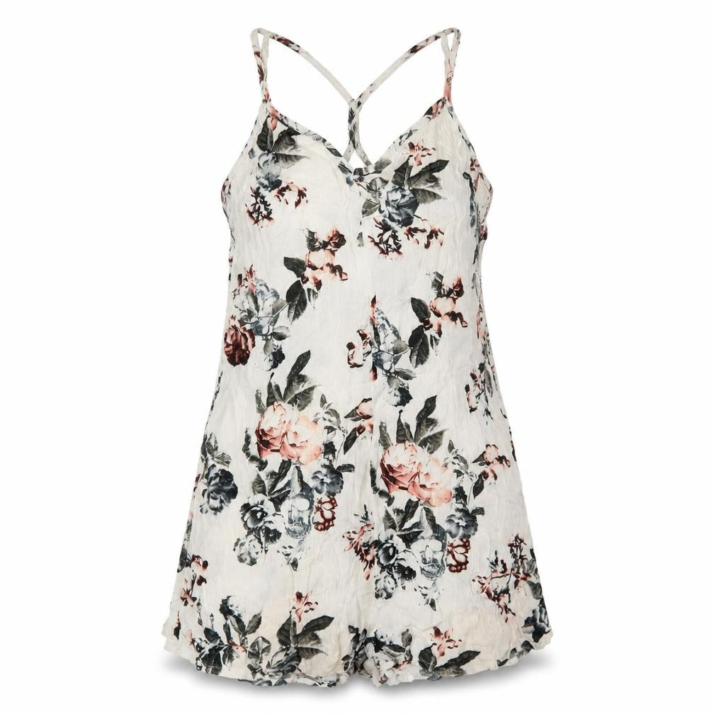 Women's Multicoloured Floral Playsuit, Size 12, Viscose