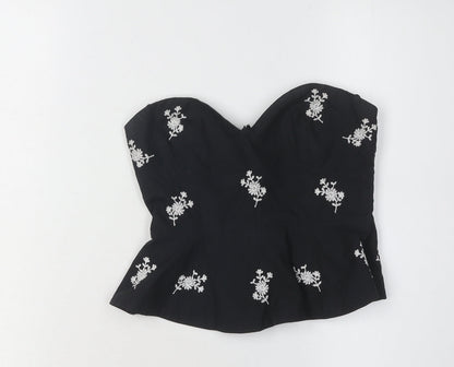 Zara Women's Black Embroidered Camisole Top 2XS