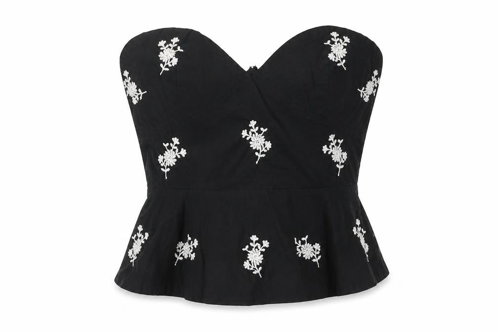 Zara Women's Black Embroidered Camisole Top 2XS