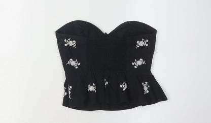 Zara Women's Black Embroidered Camisole Top 2XS