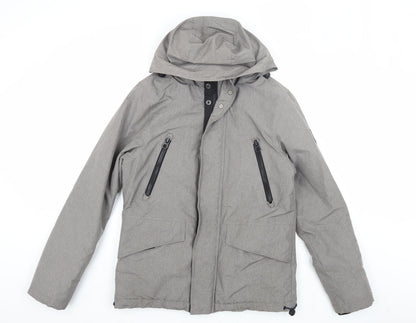 Next Mens Grey Hooded Jacket - Size S, Medium Fit