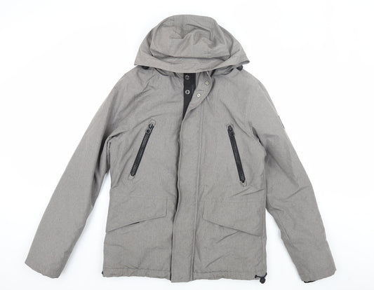 Next Mens Grey Hooded Jacket - Size S, Medium Fit