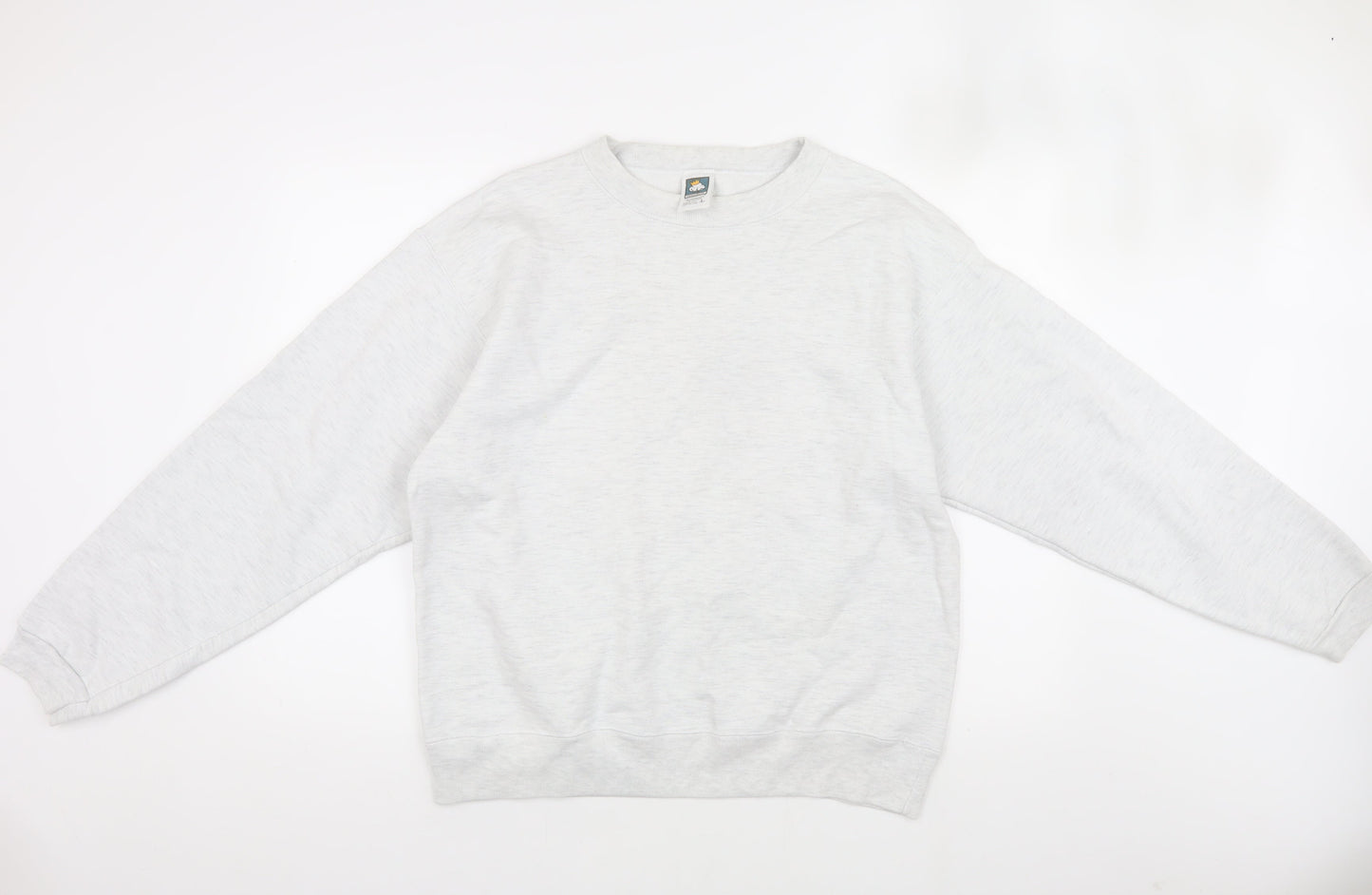 Cotton Deluxe Men's White Pullover Sweatshirt L