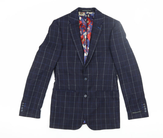 Nineteen Hundred & Four Blue Check Men's Blazer 34R Slim Fit