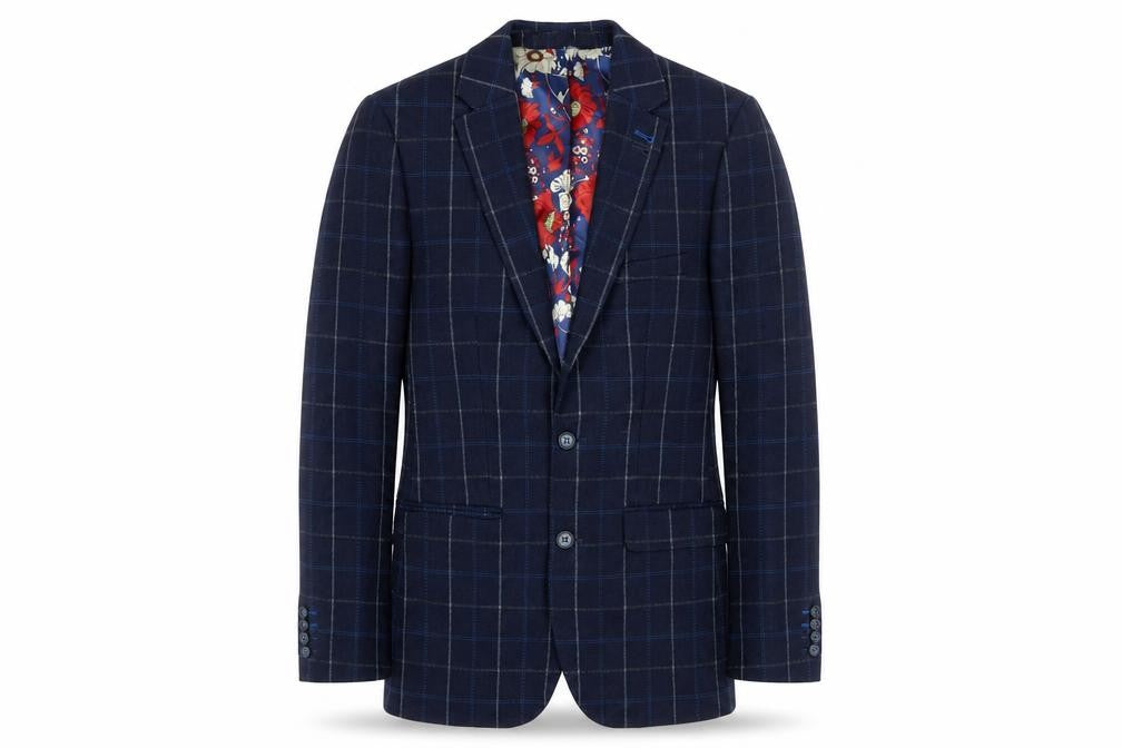 Nineteen Hundred & Four Blue Check Men's Blazer 34R Slim Fit