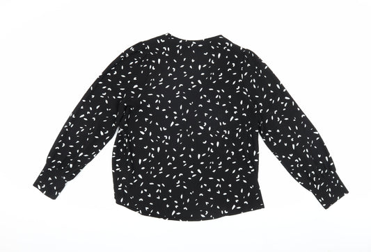 Marks and Spencer Women's Black Geometric Blouse Size 14