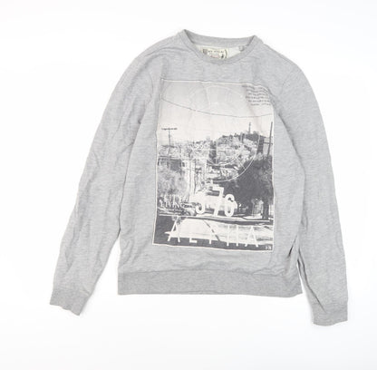 Additional front view of Red Herring Men's Grey Graphic Sweatshirt M