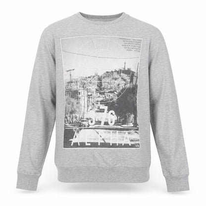 Front view of Red Herring Men's Grey Graphic Sweatshirt M
