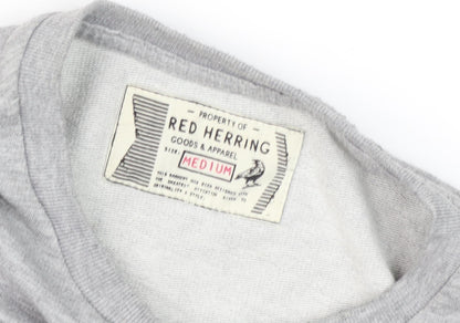 Close-up detail of Red Herring Men's Grey Graphic Sweatshirt M