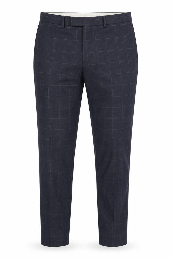 Marks & Spencer Men's Blue Check Trousers, Size 32