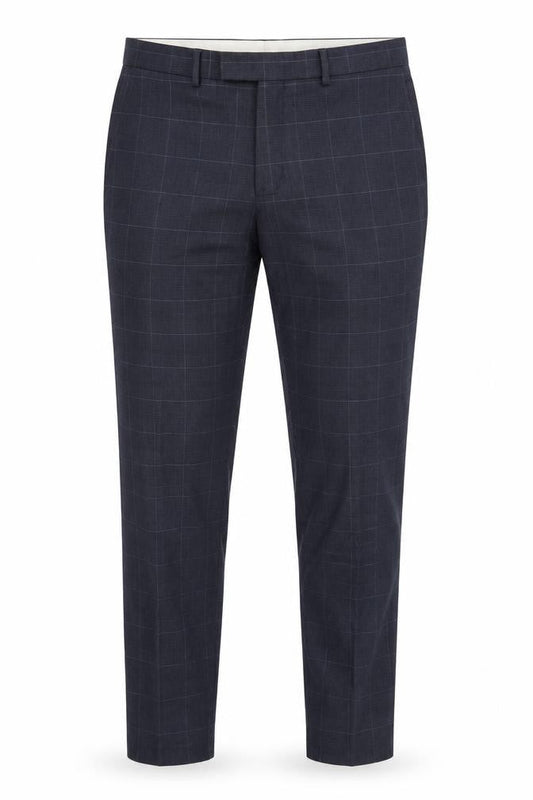 Marks & Spencer Men's Blue Check Trousers, Size 32