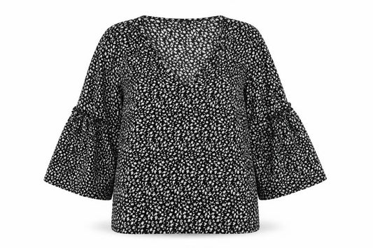 River Island Women's Black Floral Tunic Blouse, Size 14