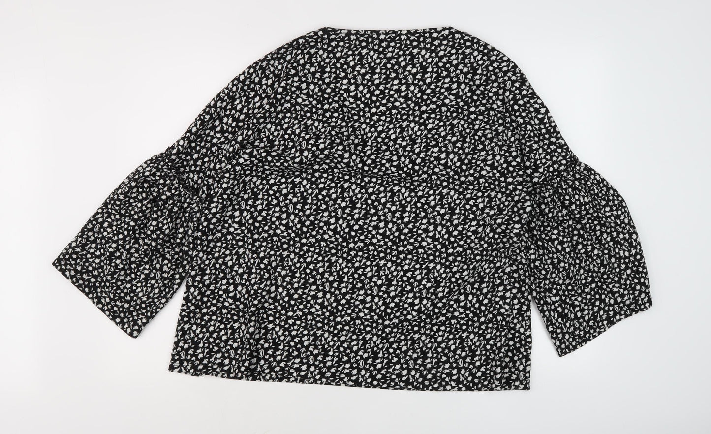 River Island Women's Black Floral Tunic Blouse, Size 14