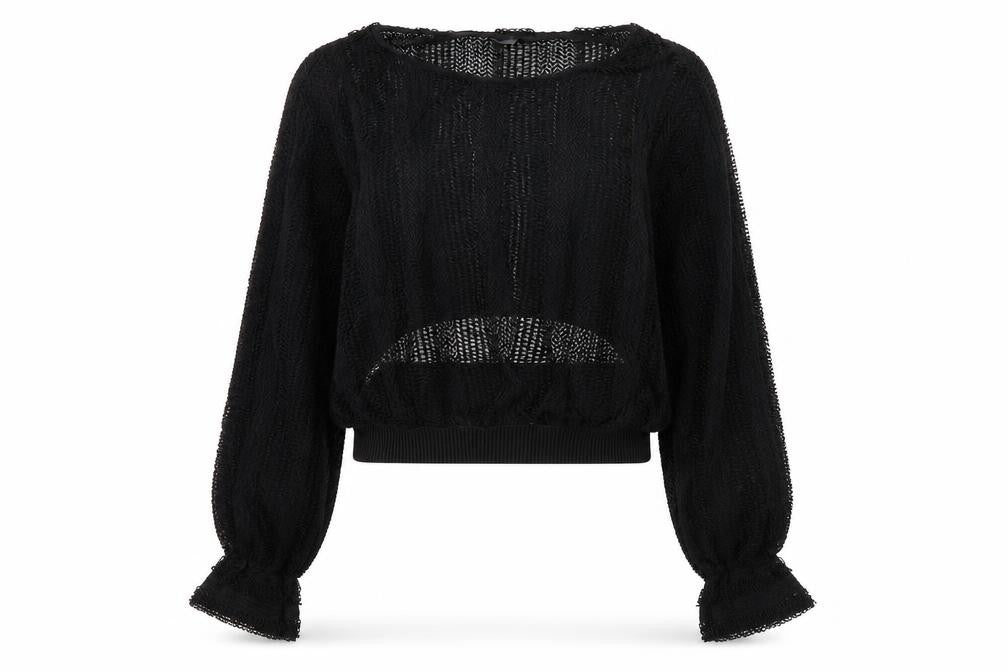 Zara Women's Black Mesh Blouse, Size 12, Comfortable Fit