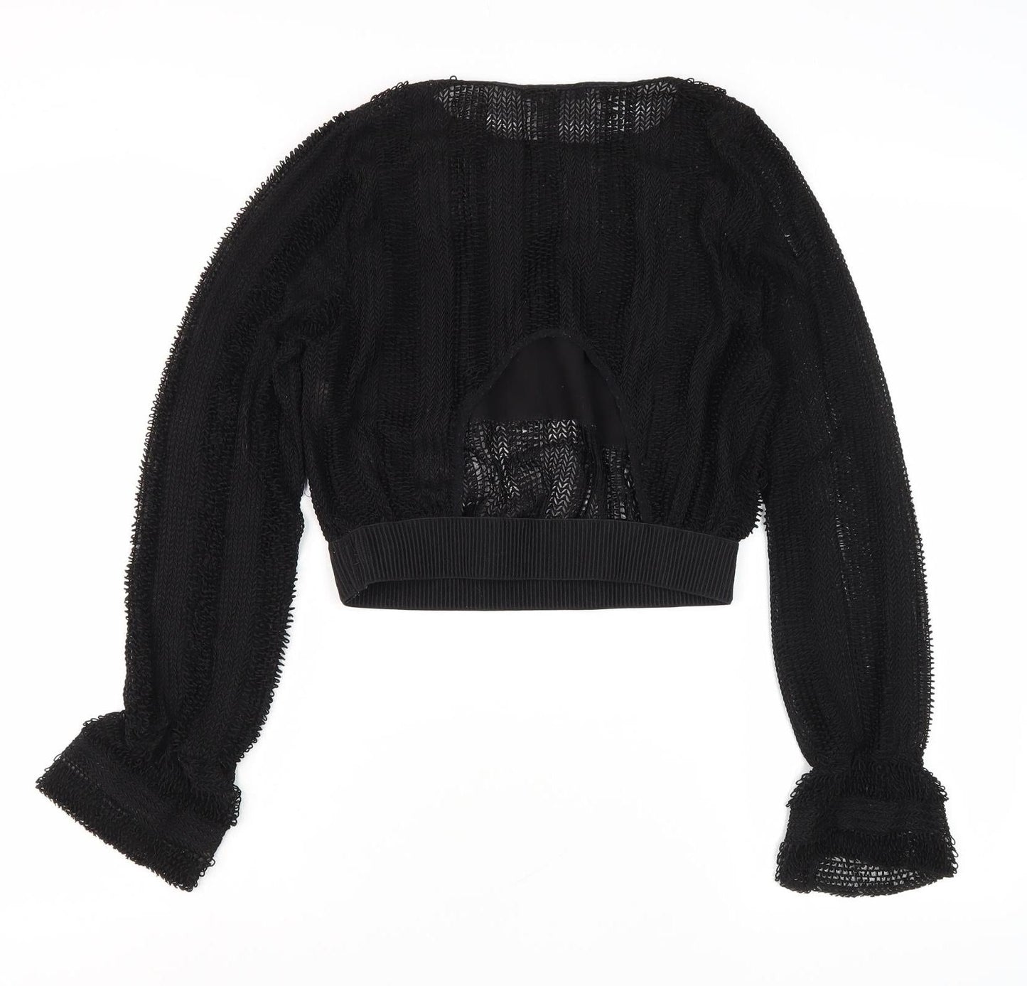 Zara Women's Black Mesh Blouse, Size 12, Comfortable Fit