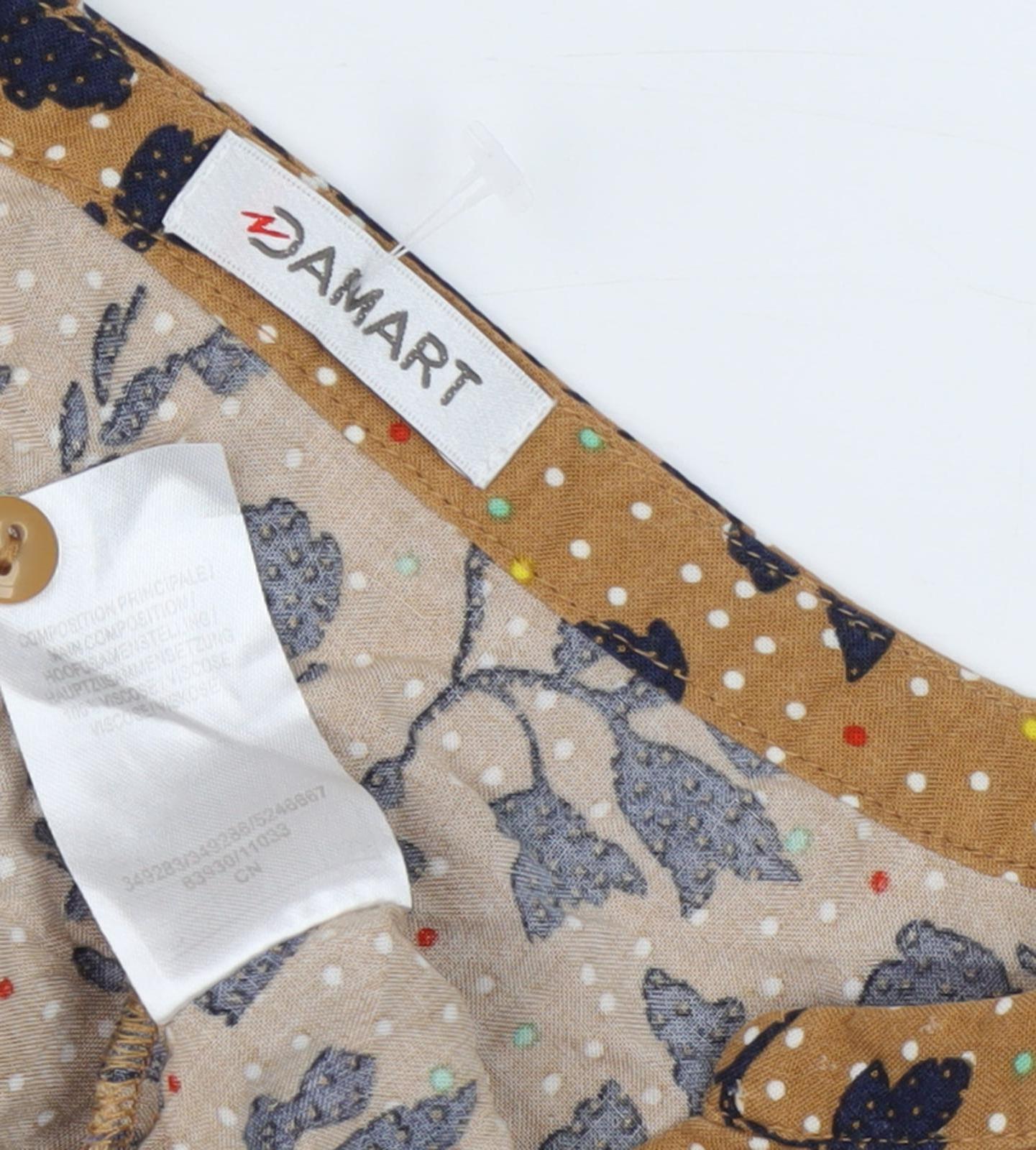Damart Women's Brown Floral Long Sleeve Button-Up Shirt