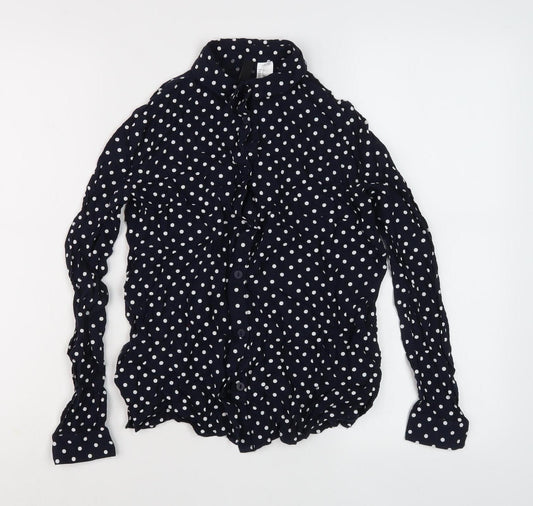 DIVIDED Women's Black Polka Dot Button-Up Shirt Size 4