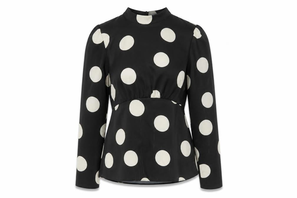 New Look Women's Black High Neck Polka Dot Blouse