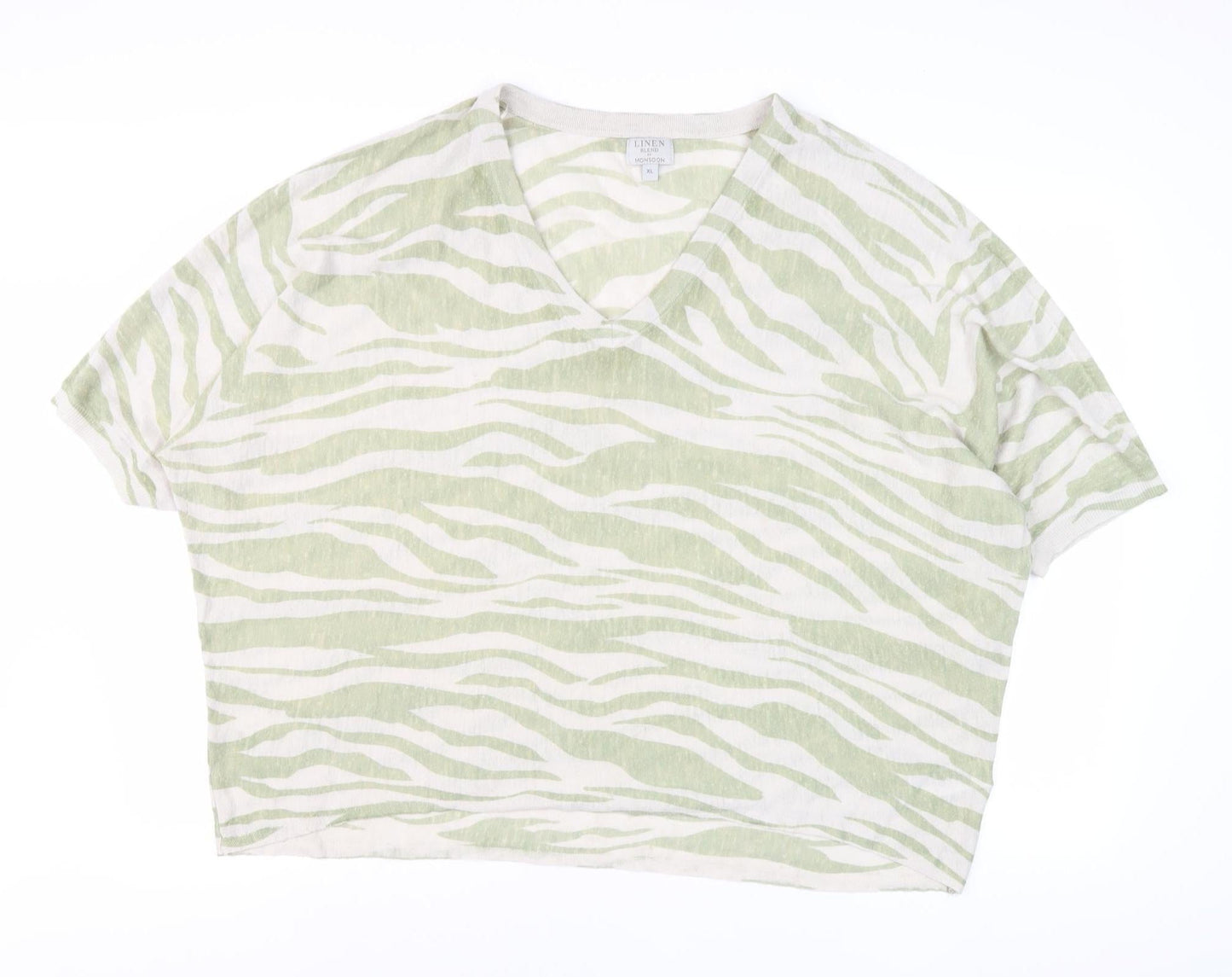 Monsoon Women's Green Cropped T-Shirt, XL, Casual