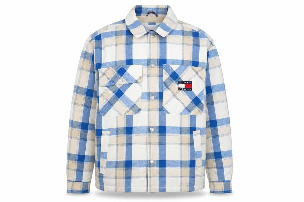 Tommy Jeans Men's Blue Plaid Casual Jacket, Size L