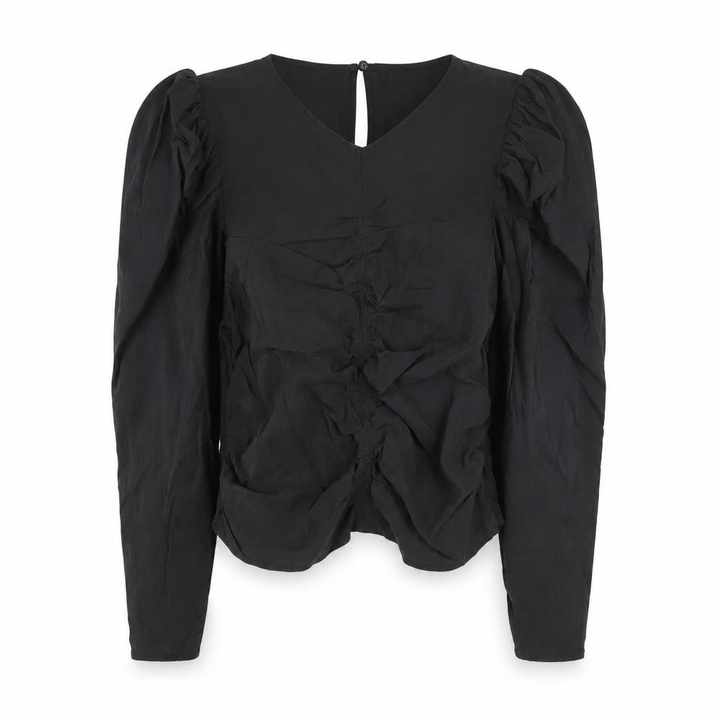 H&M Women's Black Solid Long Sleeve Blouse UK 10