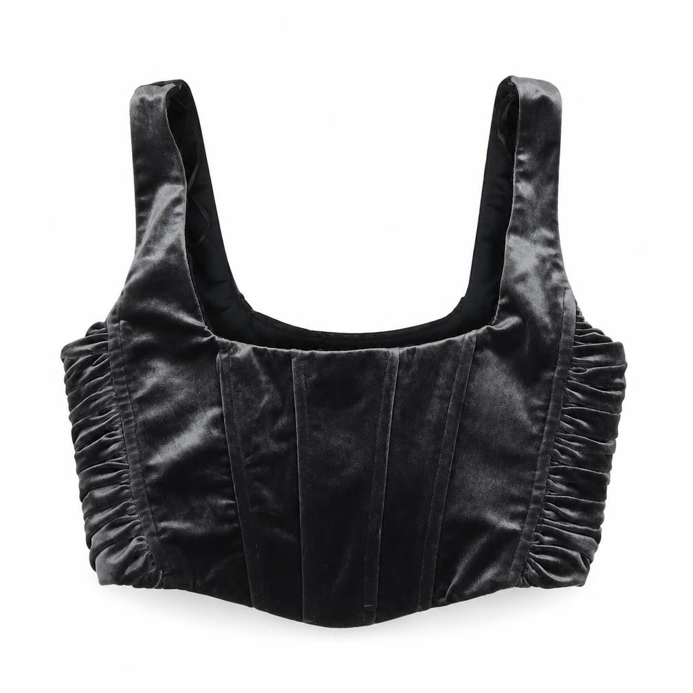 Zara Women's Black Camisole Velvet Blouse S