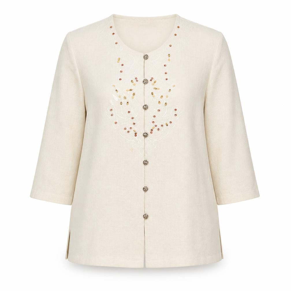 Eastex Women's Beige Blazer UK 14, Polyester, 3/4 Sleeve