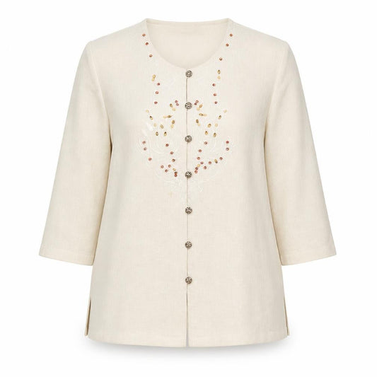Eastex Women's Beige Blazer UK 14, Polyester, 3/4 Sleeve