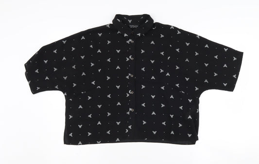 Topshop Women's Black Button-Up Shirt Size 8